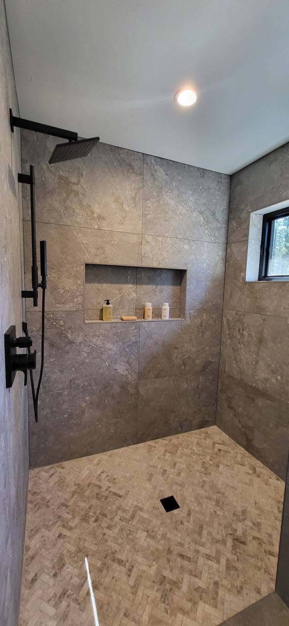 Stone niche shower wide